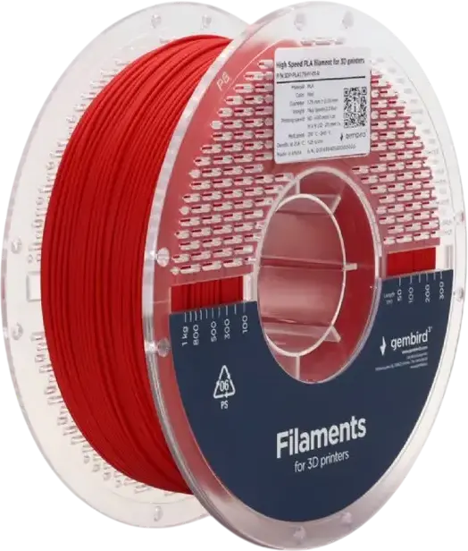Gembird 3DP-PLA1.75HY-01-R High Speed PLA 3D Printer Filament, 1.75mm Diameter, Red, 1kg, Biodegradable Thermoplastic