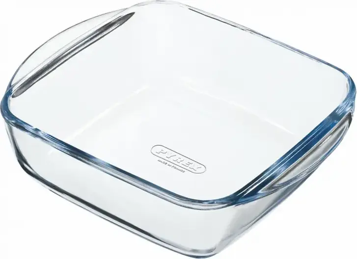 Vas de Gătit Pătrat Pyrex 211B100 din Sticlă Borosilicată, Capacitate 1L, Rezistent la Temperaturi -40°C până la +350°C, Compatibil Cu Cuptor și Microunde