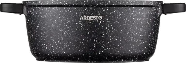 Ardesto AR2430GE Gemini Anzio Cast Aluminum Casserole Pot with Glass Lid, 3.1L, 22cm, Non-Stick Marble Coating, Induction Compatible, Black