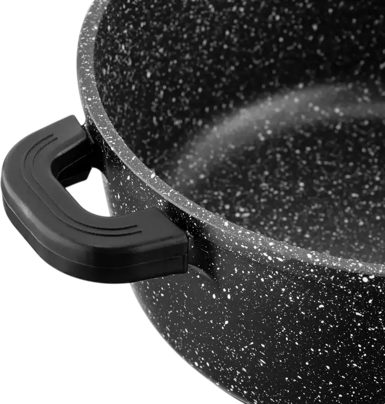 Ardesto AR2430GE Gemini Anzio Cast Aluminum Casserole Pot with Glass Lid, 3.1L, 22cm, Non-Stick Marble Coating, Induction Compatible, Black
