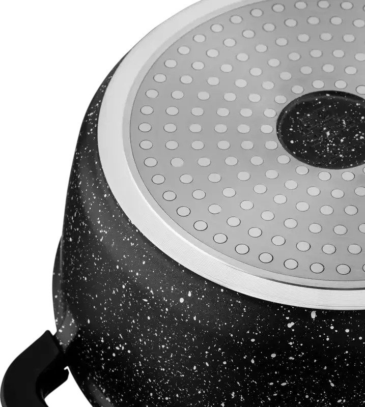 Ardesto AR2430GE Gemini Anzio Cast Aluminum Casserole Pot with Glass Lid, 3.1L, 22cm, Non-Stick Marble Coating, Induction Compatible, Black