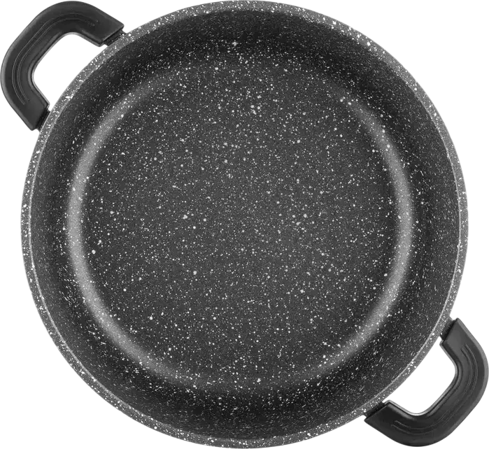 Ardesto AR2430GE Gemini Anzio Cast Aluminum Casserole Pot with Glass Lid, 3.1L, 22cm, Non-Stick Marble Coating, Induction Compatible, Black