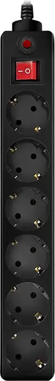 SVEN Optima Surge Protector Power Strip, 6 Sockets Schuko EU, 5m Cable, 2300W Max Load, Varistor Overvoltage Protection, LED Switch, Black