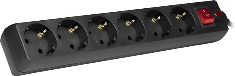 SVEN Optima Surge Protector Power Strip, 6 Sockets Schuko EU, 5m Cable, 2300W Max Load, Varistor Overvoltage Protection, LED Switch, Black