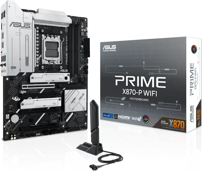 Placa de bază ASUS PRIME X870-P WIFI ATX pentru AMD Ryzen 9000/8000/7000, Socket AM5, DDR5 8000+ MT/s, PCIe 5.0, Wi-Fi 7, Bluetooth 5.4, USB4 40Gbps