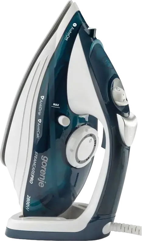 Gorenje SIH2800TQC SteamCarePro Steam Iron, 2800W, Ceramic Soleplate, 35g/min Continuous Steam, 100g/min Boost, Anti-Calc & Anti-Drip, Vertical Steaming