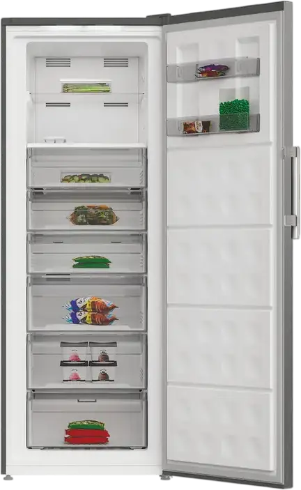 Congelator Vertical Whirlpool WHFF 6404 X5E, Capacitate Netă 404L, Oțel Inoxidabil, Clasă Energetică D, Defrostare Automată, Display LED, 6 Compartimente