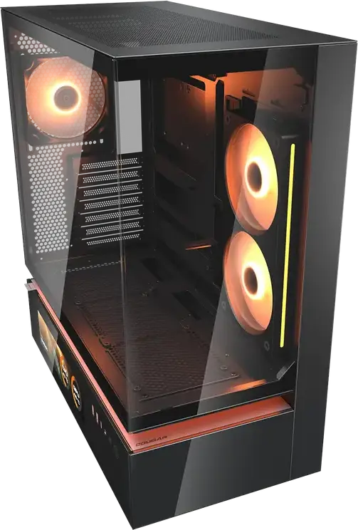 Корпус Cougar CFV235 Vision CGR-2DA4B-V Midi-Tower, LCD-монитор 9.16", закаленное стекло, поддержка ATX, ARGB вентиляторы, черный