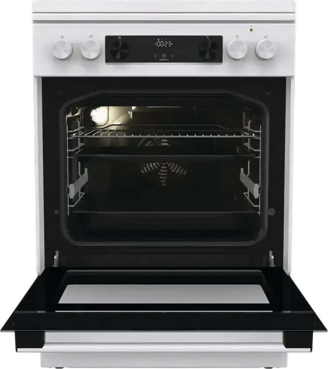 Gorenje GKS6C71WA Mixed Cooker, Gas Hob with WOK Burner, Electric Oven 71L, AquaClean, Convection, HomeMade Cavity, Cast Iron Grates, White, 60cm