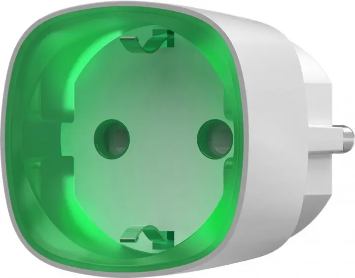 Ajax Socket Smart Plug Type F, Remote-Controlled Wi-Fi Relay, Energy Monitoring, 2.5 kW Max Load, Jeweler Protocol, White