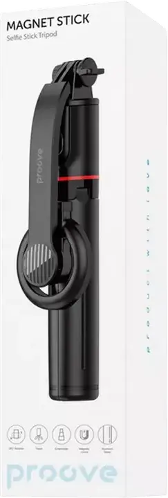 Proove Magnet Stick Selfie Stick Tripod with Magnetic Attachment and Wireless Remote, 104.5 cm Max Length, Aluminum Alloy and ABS, Black