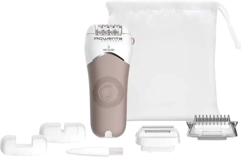Epilator, rasor si trimmer 3-in-1 Rowenta AquaSoft EP4930F0, Wet & Dry, 24 pensete din otel inoxidabil, baterie Lithium-Ion, tehnologie anti-iritatii