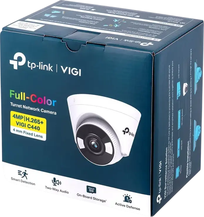 Camera de Supraveghere Network TP-Link VIGI C440 Turret Full-Color 4MP, 2560x1440, Lentilă 4mm, Audio Bidirecțional, Detecție AI, PoE, Albă
