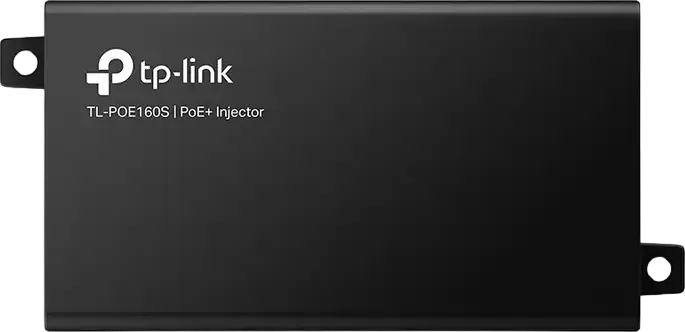 PoE-инжектор TP-Link TL-POE160S Gigabit PoE+, стандарт IEEE 802.3af/at, мощность 30 Вт, порты Ethernet 10/100/1000 Мбит/с, макс. дистанция 100 м, черный