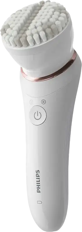 Epilator Philips BRE740/10 Series 8000 Wet & Dry, 32 Pense Ceramic Hipoalergene, Cap Extra-Lat, Lumina Opti-light, cu 6 Accesorii, Alb