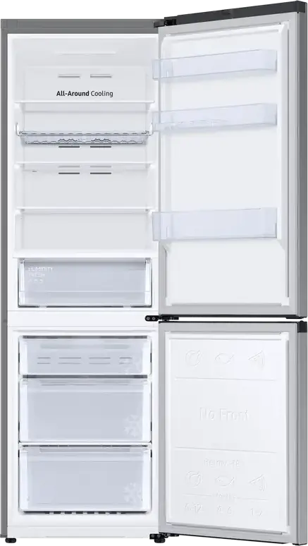 Samsung RB34C602DSA Freestanding Combi Refrigerator, 344L, No Frost, SpaceMax, Digital Inverter, AI Energy Mode, SmartThings, Silver, 185.3 cm