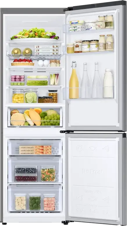 Samsung RB34C602DSA Freestanding Combi Refrigerator, 344L, No Frost, SpaceMax, Digital Inverter, AI Energy Mode, SmartThings, Silver, 185.3 cm