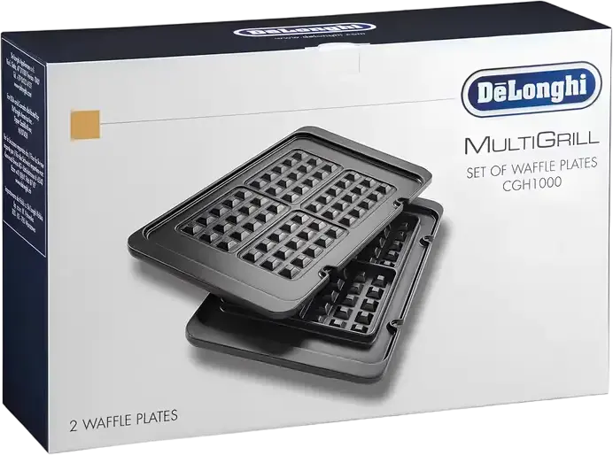 Set Plăci pentru Gofre DeLonghi SK 151 DLSK151, Set de 2 Plăci Metalice pentru DeLonghi MultiGrill CGH1010D CGH1012D CGH1020D CGH1030D, Negru