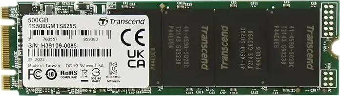 SSD Transcend 825S M.2 2280 SATA III 6Gb/s 500GB Flash 3D NAND, Citire 530MB/s Scriere 480MB/s, TS500GMTS825S