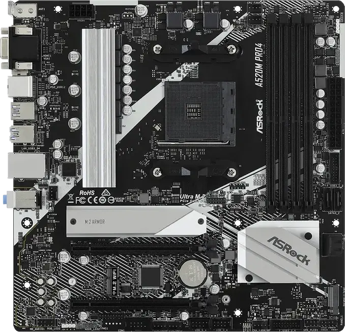 Placă de bază ASRock A520M PRO4, AM4, AMD A520, Micro-ATX