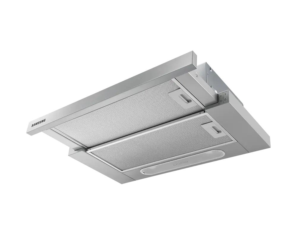 Samsung NK24M1030IS Telescopic Semi-Built-in Hood, 392 m3/h Extraction Power, 60 cm Stainless Steel Silver, LED Lighting, Washable Al Filters