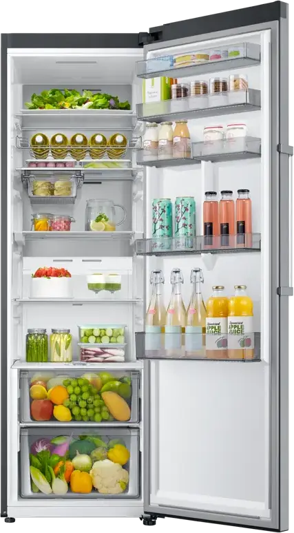 Samsung RR39C7BC5S9 Single Door Freestanding Refrigerator, 387L, No Frost, Digital Inverter Compressor, Metal Cooling, SmartThings, Stainless Steel