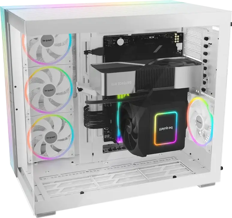be quiet! Light Base 900 DX BGW69 Midi-Tower Case, White, Panorama Tempered Glass, Invertible Chassis, E-ATX Support, 420mm Radiator, ARGB LED Strip