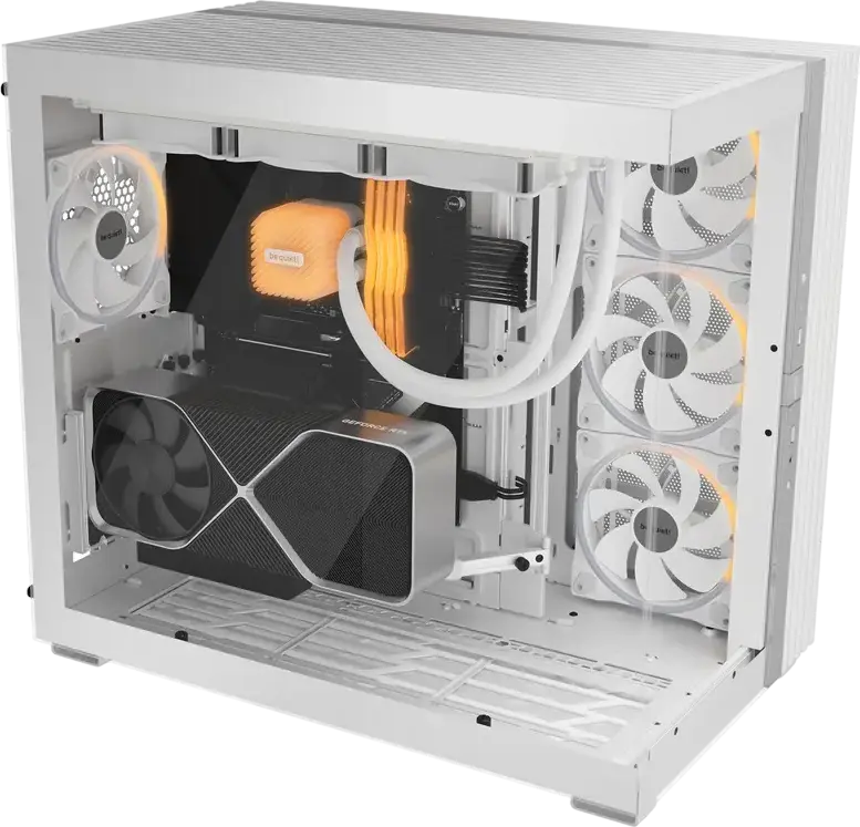 be quiet! Light Base 900 DX BGW69 Midi-Tower Case, White, Panorama Tempered Glass, Invertible Chassis, E-ATX Support, 420mm Radiator, ARGB LED Strip