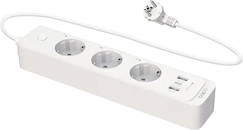 Prelungitor Inteligent Wi-Fi TP-Link Tapo P300, 3 Prize Smart Controlabile Individual, 3 Porturi USB (USB-C PD, 2x USB-A QC3.0), 2300W, Alexa/Google/Siri, Alb