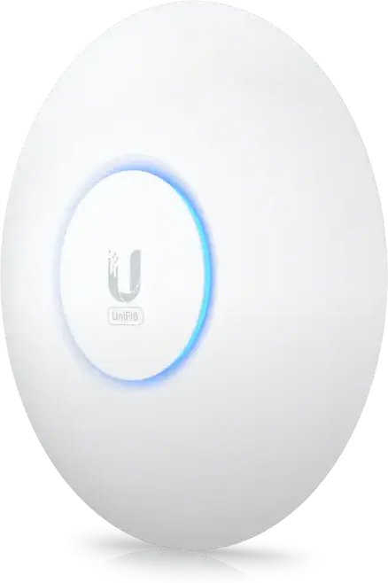Acces Point Ubiquiti UniFi U6+ WiFi 6, Dual-Band 2.4/5 GHz, 2402 Mbps, 2x2 MU-MIMO, Alimentare PoE, 300+ Clienti, Montare Tavan/Perete, Alb