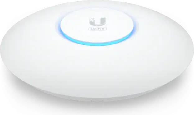 Acces Point Ubiquiti UniFi U6+ WiFi 6, Dual-Band 2.4/5 GHz, 2402 Mbps, 2x2 MU-MIMO, Alimentare PoE, 300+ Clienti, Montare Tavan/Perete, Alb
