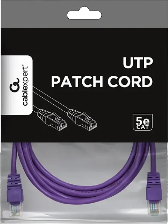 Cablu de retea Patch Cord Cablexpert PP12-2M CAT5e UTP, 2m, Conectori RJ45, 100 MHz, Contacte Platinate cu Aur, Violet