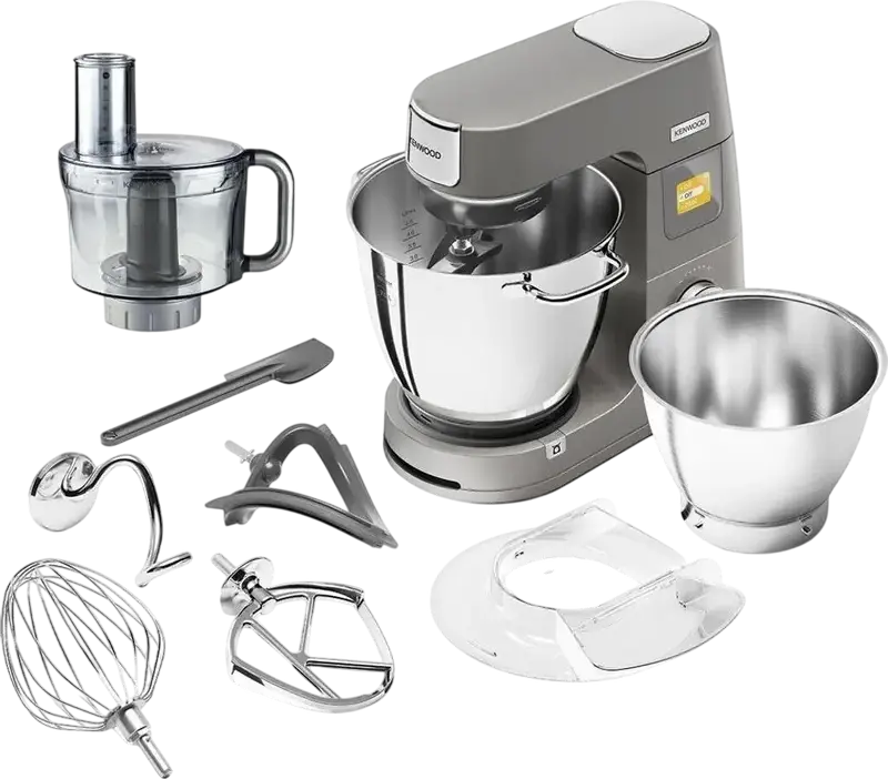 Kenwood Titanium Chef Patissier XL KWL 90.244 SI Stand Mixer, 1400W, 7L Stainless Steel Bowl, Integrated Warming Function, Digital Display, Silver
