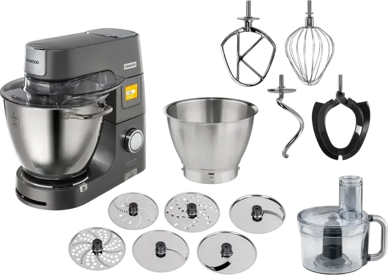 Kenwood Titanium Chef Patissier XL KWL 90.244 SI Stand Mixer, 1400W, 7L Stainless Steel Bowl, Integrated Warming Function, Digital Display, Silver