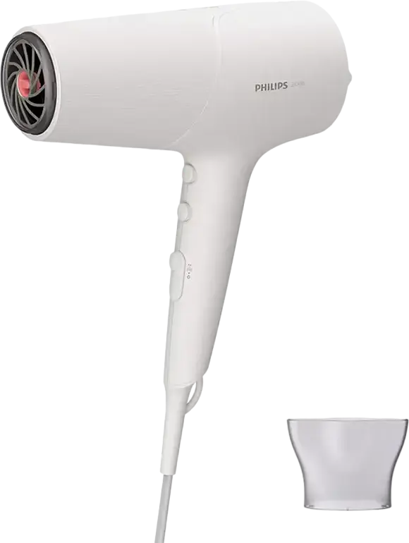 Philips BHD501/00 5000 Series Hair Dryer, 2100W, ThermoShield Technology, Ionic Care System, 3 Temp & 2 Speed Settings, Cold Shot, White