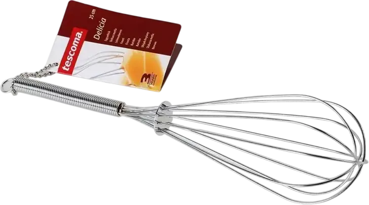 Tescoma Delicia Egg Whisk 630222, High-Grade Stainless Steel Cooking Utensil, 25 cm, with Hanging Loop, Dishwasher Safe