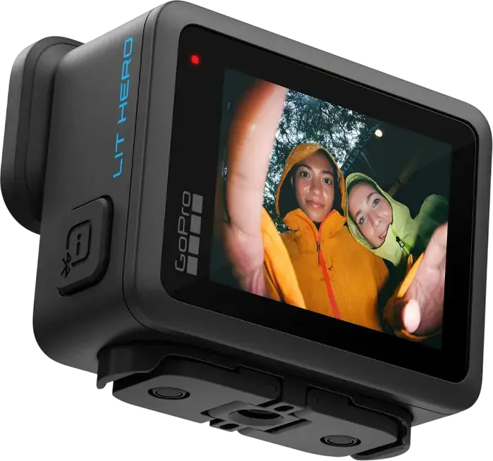 GoPro Lit Hero Action Camera, 4K 60fps Video, 12MP CMOS Sensor, 128GB Internal Memory, Front LED Light, 1.76" Touchscreen, Black