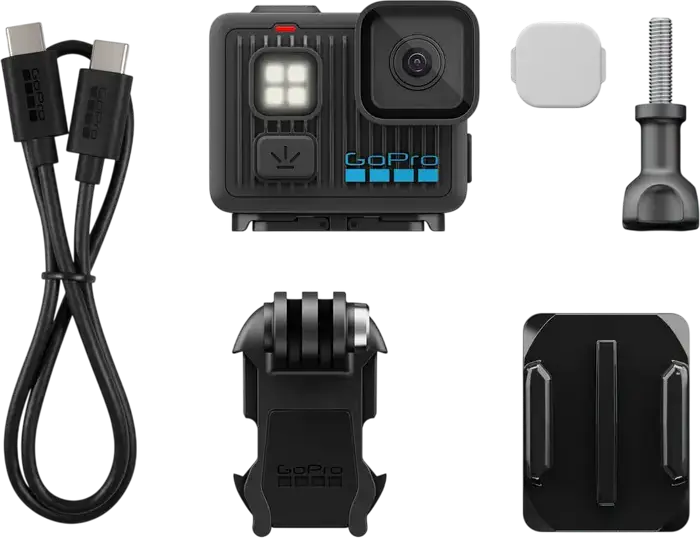 GoPro Lit Hero Action Camera, 4K 60fps Video, 12MP CMOS Sensor, 128GB Internal Memory, Front LED Light, 1.76" Touchscreen, Black