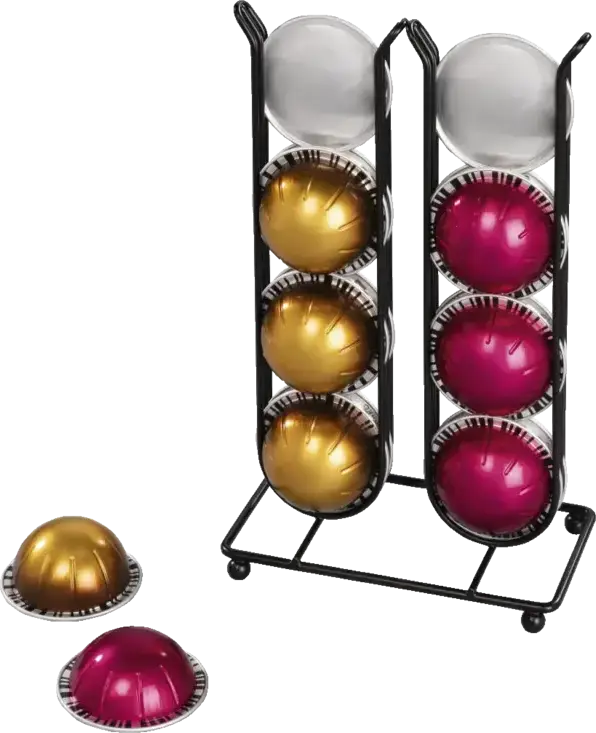 Xavax 111266 Coffee Pod Holder, Vertical Wire Stand for Dolce Gusto and Nespresso Vertuo Capsules, 16 Capsule Capacity, Black