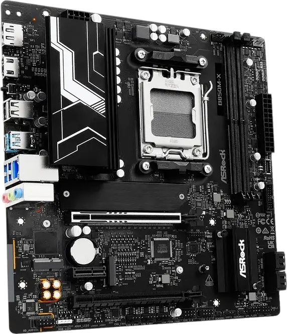Материнская плата ASRock B850M-X R2.0 Micro-ATX AM5 AMD B850, DDR5 8200+ МГц, PCIe 5.0 x16, Blazing M.2 Gen5, поддержка Ryzen серий 9000/8000/7000