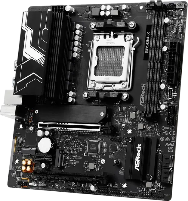 Материнская плата ASRock B850M-X R2.0 Micro-ATX AM5 AMD B850, DDR5 8200+ МГц, PCIe 5.0 x16, Blazing M.2 Gen5, поддержка Ryzen серий 9000/8000/7000