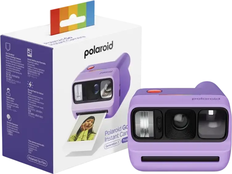 Аналоговая моментальная камера Polaroid Go Generation 3, фиолетовый, ABS-пластик и поликарбонат, USB Type-C, селфи-зеркало, таймер, двойная экспозиция