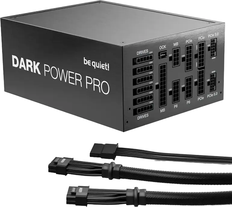 be quiet! Dark Power Pro 13 1600W PSU, 80 PLUS Titanium, ATX 3.1, Fully Modular, PCIe 5.1 12V-2x6, Silent Wings Fan, BN332