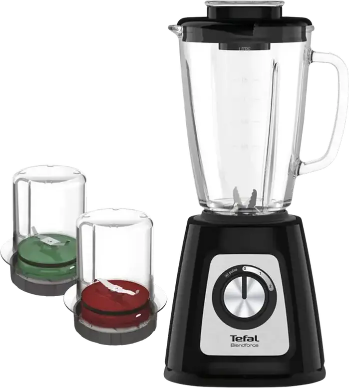 Tefal Blendforce 2 BL438831 Blender 800W, 1.75L Thermo-resistant Glass Bowl, Powelix 6 Stainless Steel Blades, Air Cooling, with Grinder and Chopper