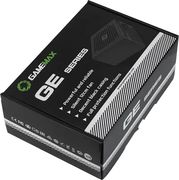 Gamemax GE-700 ECO Gamer 700W Power Supply, 80 Plus Efficiency, Active PFC, ATX Form Factor, 120mm Silent Fan, Black Mesh Cables