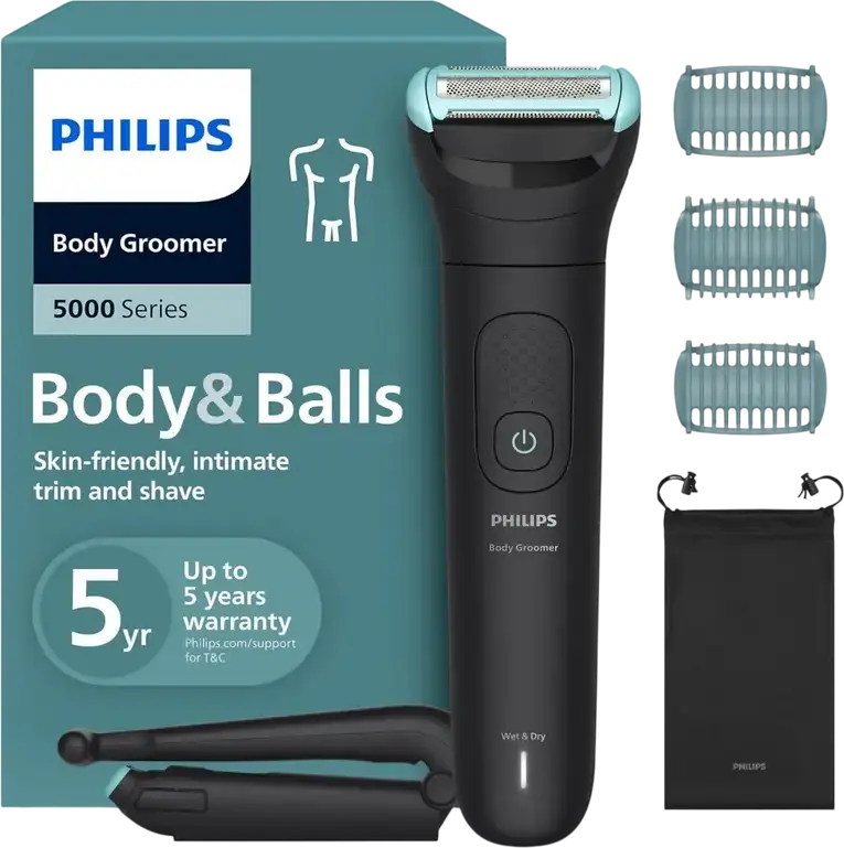 Триммер и грумер для тела Philips BG5480/15 серии 5000, система бритья Triple Protect, водонепроницаемый, аккумулятор Li-ion на 100 мин, черный