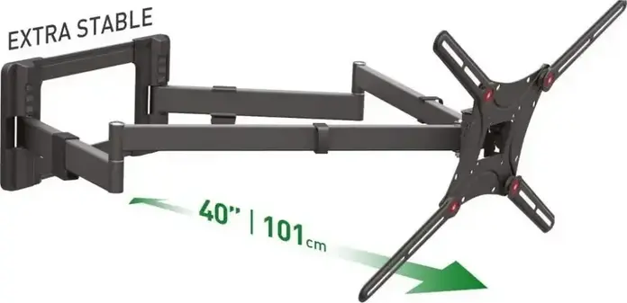Кронштейн для ТВ Barkan BM464XL с двойным плечом, экстра-длинный, для экранов 13"-86", VESA до 600x400мм, нагрузка 56кг, наклон +15/-5°, черный