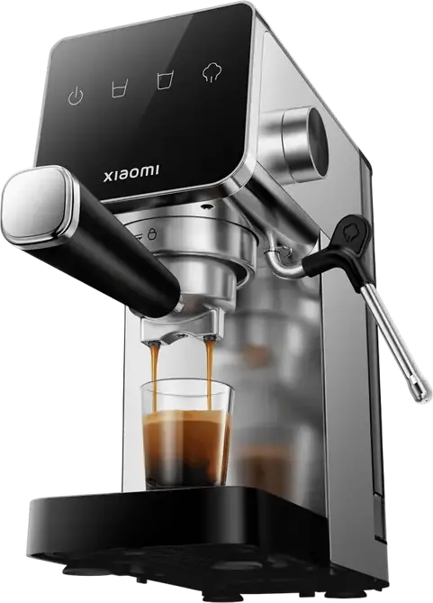 Xiaomi BHR9798EU Semi-automatic Espresso Machine, 20 Bar Pump Pressure, 1350W, Stainless Steel Housing, Manual Milk Frother, 0.9L Tank, Grey