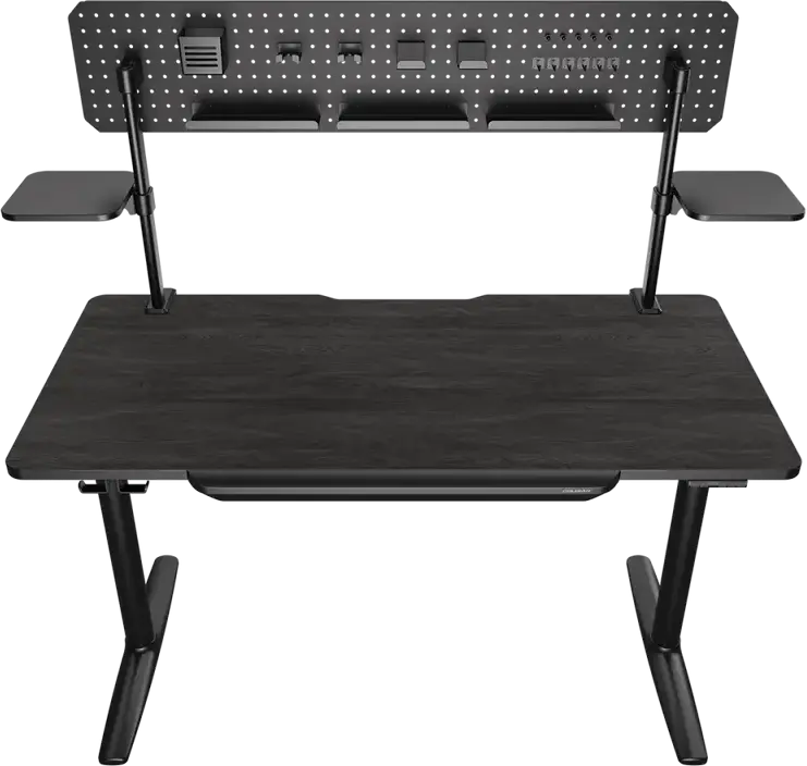 Birou Gaming Electric Cougar E-Odyssey CGR-E-ODYSSEY150, Reglaj Înălțime Dual Motor 730-1180mm, Blat Lemn 150cm, Pegboard și Compartimente, Negru