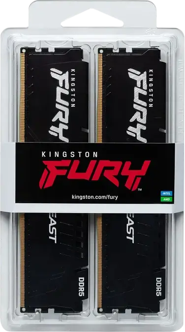 Kingston FURY Beast DDR5 16GB Kit (2x8GB) 6000MHz CL36 RAM KF560C36BBE2K2-32, Intel XMP 3.0, AMD EXPO, Low-Profile Aluminum Heat Spreader, Black